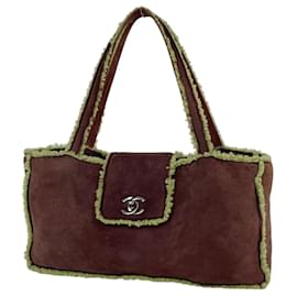 Borsa Chanel in camoscio marrone e verde