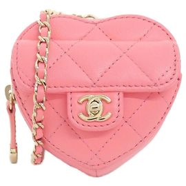Monedero Chanel de piel de cordero rosa