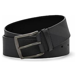 Burberry Leather Belt with Check Print