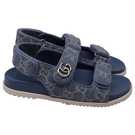 Sandali Slingback Gucci Moritz GG in denim blu in cotone