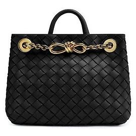 Piccola borsa tote Bottega Veneta nera in pelle d'agnello