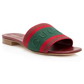 Sandali slide Gucci con logo ricamato e banda Web - Size 9 / 39