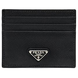 Prada Kartenetui aus Saffiano-Leder mit Dreieckslogo