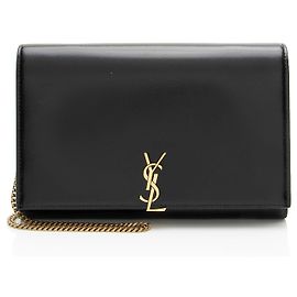 Portafoglio a catena Saint Laurent in pelle di vitello liscia Monogram Cassandre