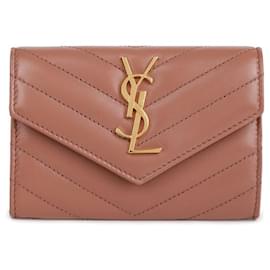 Saint Laurent Portafoglio Cassandra Rosa in Pelle di Agnello