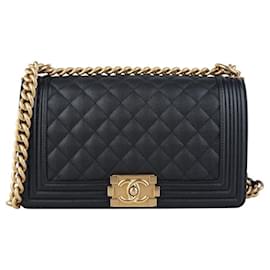 Borsa Boy Flap in pelle Caviar Gold Medium - Chanel