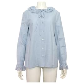 Hellblaue Baumwollbluse für Damen - Céline