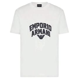 Armani T-Shirt mit besticktem Logo Weiß