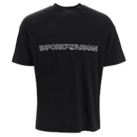 Armani T-Shirt mit besticktem Logo Schwarz