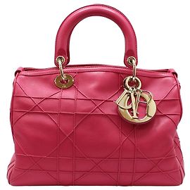 Dior Borsa a tracolla Boston Granville in nappa Cannage rosa