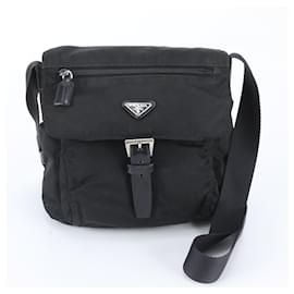 Borsa a tracolla in pelle e nylon Tessuto con logo triangolare Prada