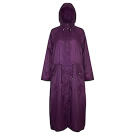 Trench Impermeabile con Cappuccio in Nylon Viola VERSACE Giacca Windbreaker Lunga 50 - Versace