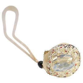 Collana con pendente statement grande SWAROVSKI in resina crema, cristalli mesh pavé