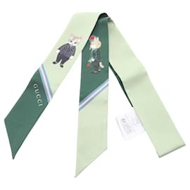 Sciarpa a nastro Gucci x Yuko Higuchi in seta verde