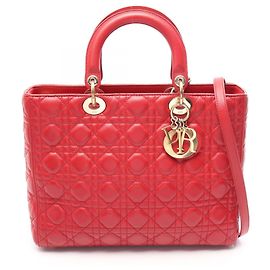 Borsa Christian Dior Dior Lady Large in pelle rossa