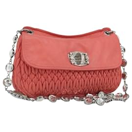 Borsa a tracolla Miu Miu Matelassé con catena in pelle rosa argento autentica 195963A