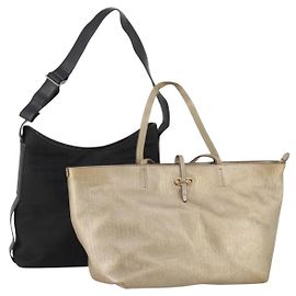Borsa a Tracolla Salvatore Ferragamo Nylon Pelle Set da 2 Nero Oro Auth bs36053