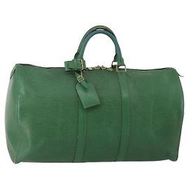 LOUIS VUITTON Epi Keepall 50 Boston Bag Green M42964 LV Auth ar14105