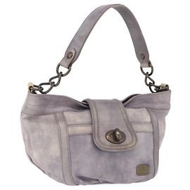 Bolsa de Ombro BURBERRY Couro Cinza Tom Dourado Auth 195354A