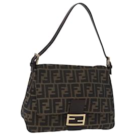 Borsa a Tracolla FENDI Zucca Canvas Mamma Baguette Marrone Nero Auth 196441V