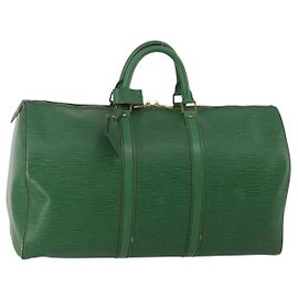 LOUIS VUITTON Epi Keepall 50 Boston Bag Green M42964 LV Auth ar14144
