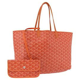 GOYARD Herringbone Saint Louis PM Tote Bag PVC Leder Orange Auth 195491