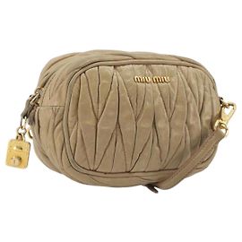 Borsa a spalla Miu Miu Matelassé in pelle beige e oro autentica 193336