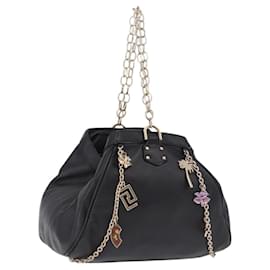 VERSACE Schultertasche mit Kette aus Leder H&M Collaboration Schwarz Gold Auth 194660A - Versace
