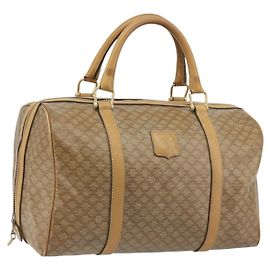 Céline Borsa Boston CELINE Macadam Canvas PVC Beige Gold Auth 194366