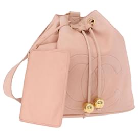 Mochila CHANEL Lamb Skin Pink Gold CC Auth 195704A