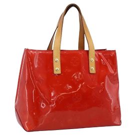 LOUIS VUITTON Monogram Vernis Reade PM Hand Bag Rouge M91088 LV Auth BA14977