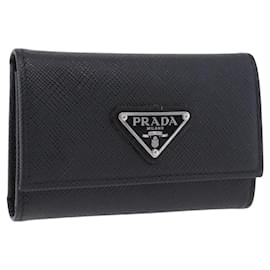 Portallaves de piel PRADA Saffiano Negro Auténtico 183512A