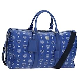 Borsa MCM Logogram Vicetos Mini Boston Bag Leather 2way Blue Silver Auth 193751V