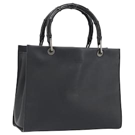 GUCCI Bamboo Tote Bag Leder 2way Schwarz Silber 002 1016 Auth 194370