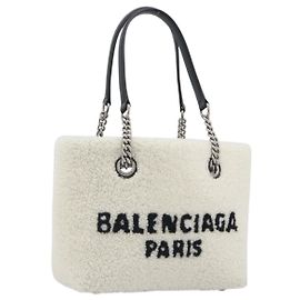 BALENCIAGA Borsa Duty Free Tote Bag Bore White Silver 759941 Auth 195322M
