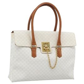 Céline Borsa a mano CELINE Macadam Canvas PVC Leather White Gold Auth 195994