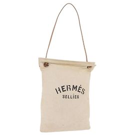 Hermès Borsa a Tracolla HERMES Arena MM Canvas Beige Tono Oro Auth 196144