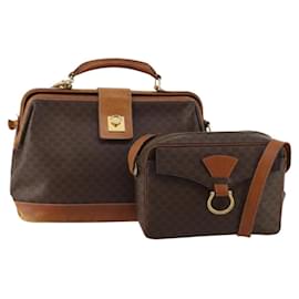 Céline Borsa a tracolla CELINE Macadam Canvas PVC Leather 2way 2 Set Brown Auth mr2802