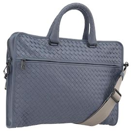 Borsetta BOTTEGA VENETA INTRECCIATO in pelle 2way Blu Chiaro Auth 195968A