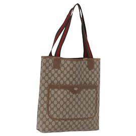 Borsa Tote GUCCI GG Supreme Web Sherry Line PVC Beige 39 02 003 Auth 196297