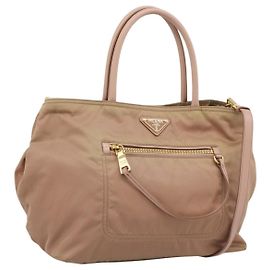 Borsa a Mano PRADA Nylon 2way Pink Gold Auth 194330