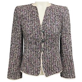 Autre Marque Armani Collezioni Tweed-Jacke in Rosa Multi mit Organza-Besatz