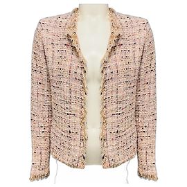 Giacca in tweed multi Shavadispe rosa blush con apertura frontale Iro