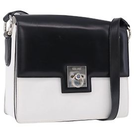 Céline Borsa a tracolla CELINE in pelle Nero Bianco Auth ka5694A