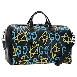 Borsa GUCCI Ghost Boston Bag in pelle 2way nera argento autentica 192424SAM