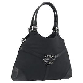 Borsa GUCCI Interlocking G Canvas Nero Argento Auth 195355V