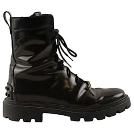 Botas de cordones de piel negra Tod's