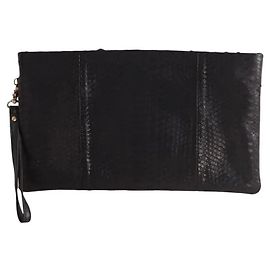 Pochette Claris Virot in pelle esotica nera