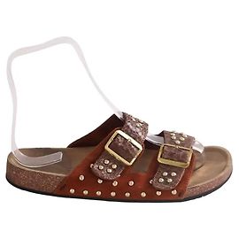 Claris Virot Odette Mules aus braunem exotischem Leder