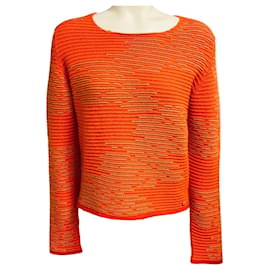 Chanel RARE Orange / Tan Rippstrick-Kaschmirpullover mit CC-Logo-Plakette
